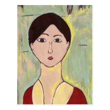 Girl's Face After Matisse Post Card