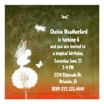 Girl's Fairy Birthday Party Invitation