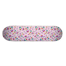 Girls Floral Pattern Pink Skateboard