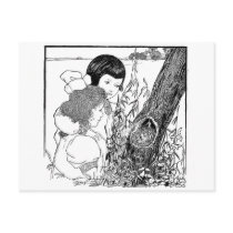Girls Found A Bird Nest Postcard