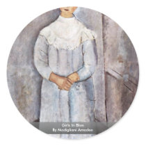 Girls In Blue By Modigliani Amedeo Round Sticker