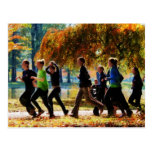Girls Jogging On an Autumn Day Post Card
