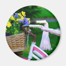 Girls Just Wanna Have Fun, Pink Girls Bicycle Refrigerator Magnet