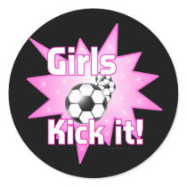 Girls Kick it Round Stickers