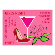 Girls Night Out Party Cocktails Shoes Flowers Card