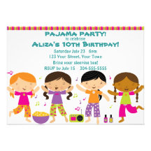 Girls Pajama Party Personalised Invite