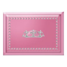 Girls Pink Diamonds & Silver Crown Birthday Party Custom Announcements