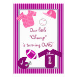 Girls Pink Purple Sports Birthday Party Invitation