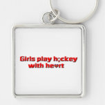 Girls play hockey with heart!!-Female Symbol Keychains