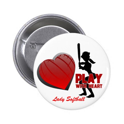 Girls Play With Heart Softball Buttons