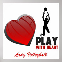 Girls Play With Heart Volleyball Poster