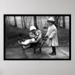 Girls Playing with a Doll in a Carriage 1912 posters