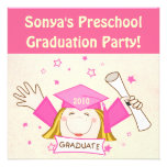 Girls Preschool / Kindergarten Graduation Party Custom Invites