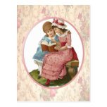 Girls Reading Post Card