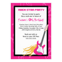 GIRLS ROCKER GUITAR HERO Birthday Party Invitation