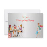 Girls Shopping Party Event Silver White Peach invitations