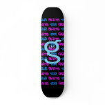 Girls Skate Too! - Black Skateboard -(blue & pink)