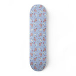 Girls Skateboard - pink flowers on baby blue