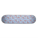 Girls Skateboard - pink flowers on baby blue