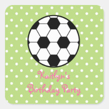 Girl's Soccer Ball Birthday Party Stickers