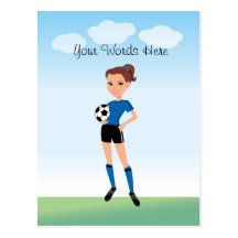 Girl's Soccer Player Personalised Post Card