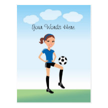 Girl's Soccer Player Personalised Postcards