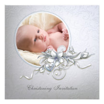 Girls White Photo Christening Baptism Personalised Invites