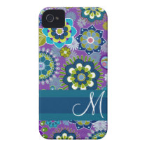Girly Floral Pattern with Monogram Iphone 4 Cover