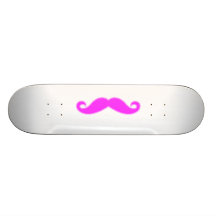 Girly Fuchsia Pink Mustache Custom Skateboard