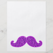Girly fun retro mustache purple glitter printed personalized flyer
