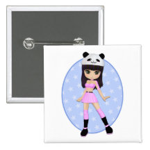 Girly Girl Debbie Party Square Button
