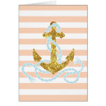 Girly Glitter Anchor Greeting Card
