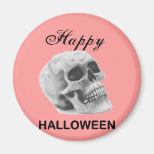 Girly Happy Halloween vintage skull graphic sketch Fridge Magnet