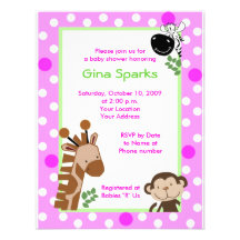 Girly Jungle Adventure Safari Baby Shower Invite