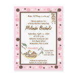 Girly Monkey Business Pink Brown Invitation postcards