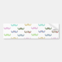 Girly moustache pattern bumper stickers