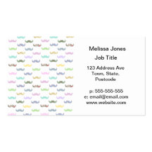 Girly moustache pattern business cards