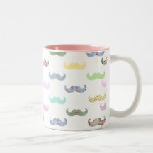 Girly moustache pattern coffee mugs
