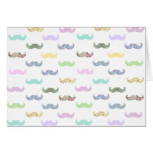 Girly moustache pattern greeting card