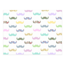 Girly moustache pattern post card