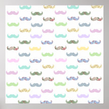 Girly moustache pattern poster