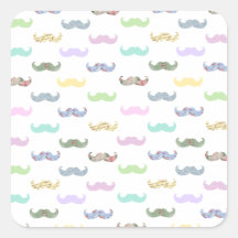 Girly moustache pattern square sticker