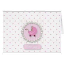 Girly Pearls and Polka dots baby Thank You cards