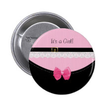 Girly Pink And Black Baby Shoes Birth Announcement