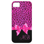 Girly Pink and Black Leopard Print Elegant Classy iPhone 5 Cover