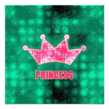Girly Pink and Green Glitter Princess and Tiara Photograph