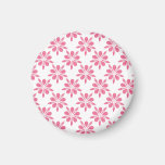 Girly Pink Flower Pattern Refrigerator Magnets