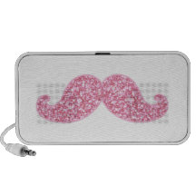 GIRLY PINK GLITTER MUSTACHE PRINTED MINI SPEAKER