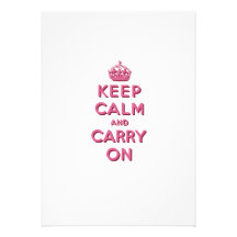 Girly Pink Keep Calm and Carry On Invite