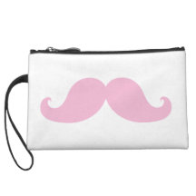 Girly Pink Mustache Wristlet Purses
